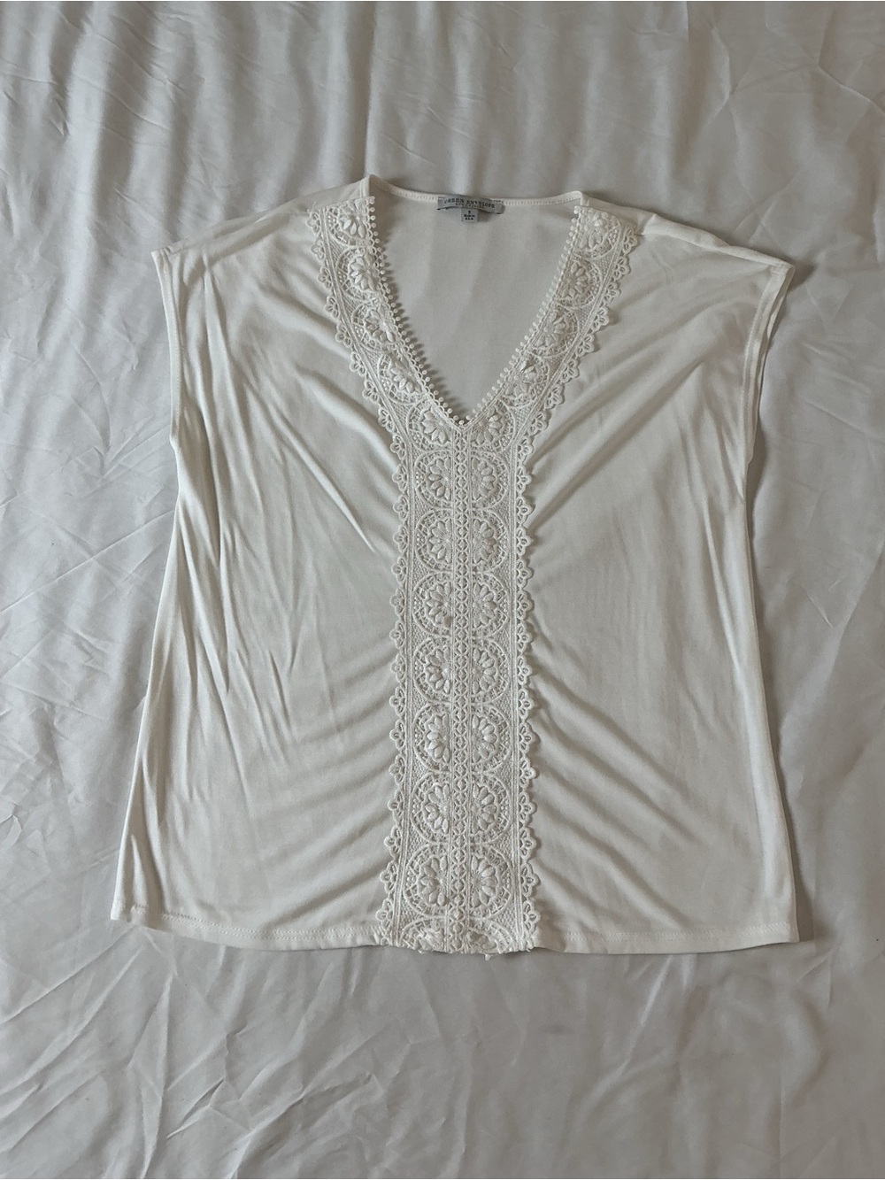 Green Envelope LA Boho Cream Lace V-Neck Top S